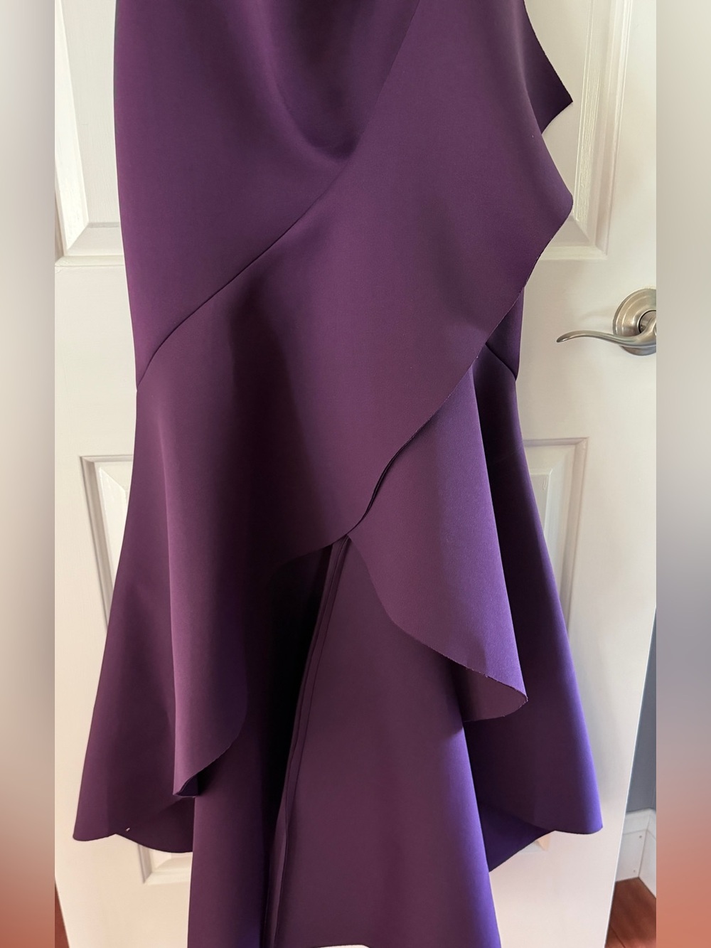 Eliza J Deep Purple Ruffle-Accent Midi Dress